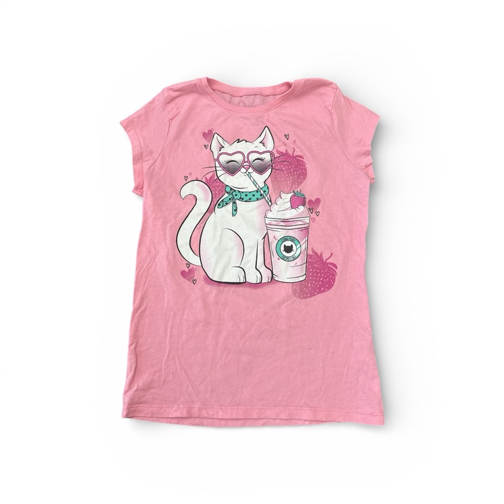 The Children's Place Pink Cat and Strawberry Tee